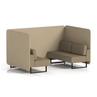 Brixworth 4 Seater Bench Booth With Black Legs In Main Line Flax Fabric - Upminster Panels And Bank Sofa