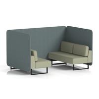 Brixworth 4 Seater Bench Booth With Black Legs In Main Line Flax Fabric - Westminster Panels And Newbury Sofa