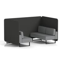 Brixworth 4 Seater Bench Booth With Black Legs In Synergy Fabric - Mix Panels And Partner Sofa