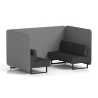Brixworth 4 Seater Bench Booth With Black Legs In Synergy Fabric - Partner Panels And Mix Sofa