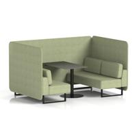 Brixworth 4 Seater Bench Booth With Black Legs And Black Table With Black Leg In Rivet Fabric - Burnish Panels And Sofa