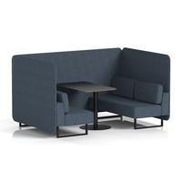 Brixworth 4 Seater Bench Booth With Black Legs And Black Table With Black Leg In Rivet Fabric - Crucible Panels And Sofa