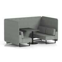 Brixworth 4 Seater Bench Booth With Black Legs And Black Table With Black Leg In Rivet Fabric - Prime Panels And Sofa