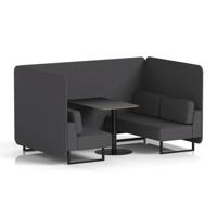 Brixworth 4 Seater Bench Booth With Black Legs And Black Table With Black Leg In X2 Fabric - Arithmetic Panels And Sofa