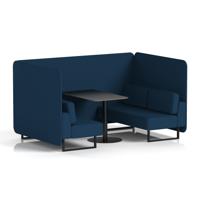 Brixworth 4 Seater Bench Booth With Black Legs And Black Table With Black Leg In X2 Fabric - Calculus Panels And Sofa
