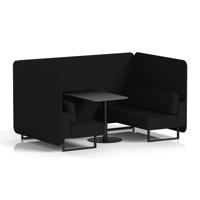 Brixworth 4 Seater Bench Booth With Black Legs And Black Table With Black Leg In X2 Fabric - Diameter Panels And Sofa