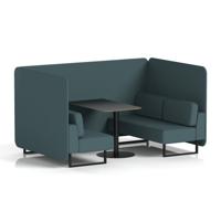 Brixworth 4 Seater Bench Booth With Black Legs And Black Table With Black Leg In X2 Fabric - Polygon Panels And Sofa