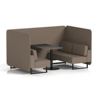 Brixworth 4 Seater Bench Booth With Black Legs And Black Table With Black Leg In X2 Fabric - Theory Panels And Sofa