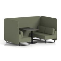 Brixworth 4 Seater Bench Booth With Black Legs And Black Table With Black Leg In Main Line Flax Fabric - Monument Panels And Sofa