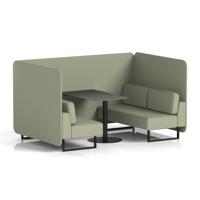 Brixworth 4 Seater Bench Booth With Black Legs And Black Table With Black Leg In Main Line Flax Fabric - Newbury Panels And Sofa