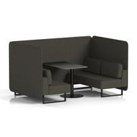 Brixworth 4 Seater Bench Booth With Black Legs And Black Table With Black Leg In Main Line Flax Fabric - Temple Panels And Sofa