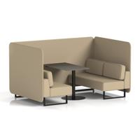 Brixworth 4 Seater Bench Booth With Black Legs And Black Table With Black Leg In Main Line Flax Fabric - Upminster Panels And Sofa