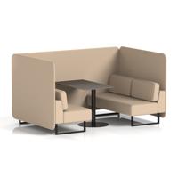 Brixworth 4 Seater Bench Booth With Black Legs And Black Table With Black Leg In Synergy Fabric - Affix Panels And Sofa