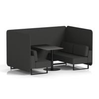 Brixworth 4 Seater Bench Booth With Black Legs And Black Table With Black Leg In Synergy Fabric - Mix Panels And Sofa