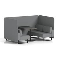 Brixworth 4 Seater Bench Booth With Black Legs And Black Table With Black Leg In Synergy Fabric - Partner Panels And Sofa