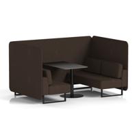 Brixworth 4 Seater Bench Booth With Black Legs And Black Table With Black Leg In Synergy Fabric - Wed Panels And Sofa