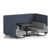 Brixworth 4 Seater Bench Booth With Black Legs And Black Table With Black Leg In Rivet Fabric - Crucible Panels And Prime Sofa