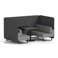 Brixworth 4 Seater Bench Booth With Black Legs And Black Table With Black Leg In X2 Fabric - Arithmetic Panels And Number Sofa