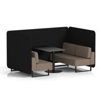 Brixworth 4 Seater Bench Booth With Black Legs And Black Table With Black Leg In X2 Fabric - Diameter Panels And Theory Sofa