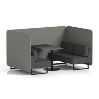 Brixworth 4 Seater Bench Booth With Black Legs And Black Table With Black Leg In X2 Fabric - Number Panels And Arithmetic Sofa