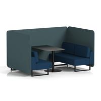 Brixworth 4 Seater Bench Booth With Black Legs And Black Table With Black Leg In X2 Fabric - Polygon Panels And Calculus Sofa