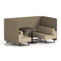 Brixworth 4 Seater Bench Booth With Black Legs And Black Table With Black Leg In Main Line Flax Fabric - Bank Panels And Upminster Sofa