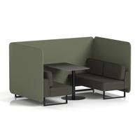 Brixworth 4 Seater Bench Booth With Black Legs And Black Table With Black Leg In Main Line Flax Fabric - Monument Panels And Temple Sofa
