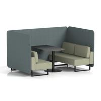 Brixworth 4 Seater Bench Booth With Black Legs And Black Table With Black Leg In Main Line Flax Fabric - Westminster Panels And Newbury Sofa