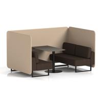 Brixworth 4 Seater Bench Booth With Black Legs And Black Table With Black Leg In Synergy Fabric - Affix Panels And Wed Sofa