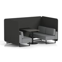 Brixworth 4 Seater Bench Booth With Black Legs And Black Table With Black Leg In Synergy Fabric - Mix Panels And Partner Sofa