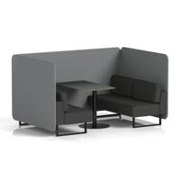 Brixworth 4 Seater Bench Booth With Black Legs And Black Table With Black Leg In Synergy Fabric - Partner Panels And Mix Sofa