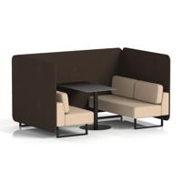 Brixworth 4 Seater Bench Booth With Black Legs And Black Table With Black Leg In Synergy Fabric - Wed Panels And Affix Sofa