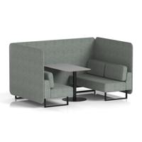 Brixworth 4 Seater Bench Booth With Black Legs And Grey Table With Black Leg In Rivet Fabric - Prime Panels And Sofa