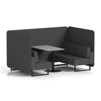 Brixworth 4 Seater Bench Booth With Black Legs And Grey Table With Black Leg In X2 Fabric - Arithmetic Panels And Sofa