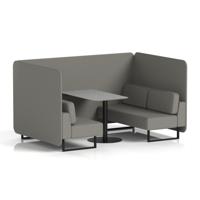 Brixworth 4 Seater Bench Booth With Black Legs And Grey Table With Black Leg In X2 Fabric - Number Panels And Sofa