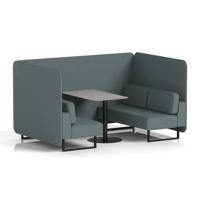 Brixworth 4 Seater Bench Booth With Black Legs And Grey Table With Black Leg In Main Line Flax Fabric - Westminster Panels And Sofa
