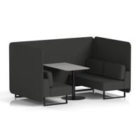 Brixworth 4 Seater Bench Booth With Black Legs And Grey Table With Black Leg In Synergy Fabric - Mix Panels And Sofa