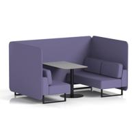 Brixworth 4 Seater Bench Booth With Black Legs And Grey Table With Black Leg In Synergy Fabric - Order Panels And Sofa