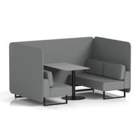 Brixworth 4 Seater Bench Booth With Black Legs And Grey Table With Black Leg In Synergy Fabric - Partner Panels And Sofa