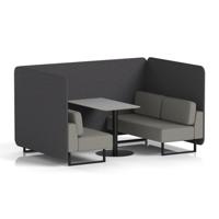 Brixworth 4 Seater Bench Booth With Black Legs And Grey Table With Black Leg In X2 Fabric - Arithmetic Panels And Number Sofa