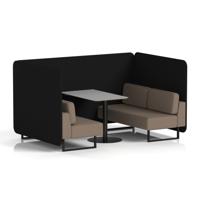 Brixworth 4 Seater Bench Booth With Black Legs And Grey Table With Black Leg In X2 Fabric - Diameter Panels And Theory Sofa