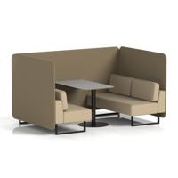 Brixworth 4 Seater Bench Booth With Black Legs And Grey Table With Black Leg In Main Line Flax Fabric - Bank Panels And Upminster Sofa