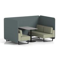Brixworth 4 Seater Bench Booth With Black Legs And Grey Table With Black Leg In Main Line Flax Fabric - Westminster Panels And Newbury Sofa
