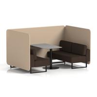 Brixworth 4 Seater Bench Booth With Black Legs And Grey Table With Black Leg In Synergy Fabric - Affix Panels And Wed Sofa
