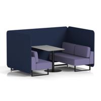 Brixworth 4 Seater Bench Booth With Black Legs And Grey Table With Black Leg In Synergy Fabric - Alike Panels And Order Sofa