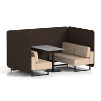 Brixworth 4 Seater Bench Booth With Black Legs And Grey Table With Black Leg In Synergy Fabric - Wed Panels And Affix Sofa