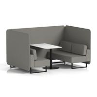 Brixworth 4 Seater Bench Booth With Black Legs And White Table With Black Leg In X2 Fabric - Number Panels And Sofa