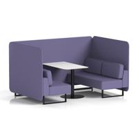 Brixworth 4 Seater Bench Booth With Black Legs And White Table With Black Leg In Synergy Fabric - Order Panels And Sofa