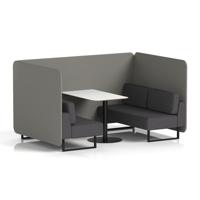 Brixworth 4 Seater Bench Booth With Black Legs And White Table With Black Leg In X2 Fabric - Number Panels And Arithmetic Sofa
