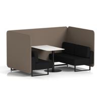Brixworth 4 Seater Bench Booth With Black Legs And White Table With Black Leg In X2 Fabric - Theory Panels And Diameter Sofa
